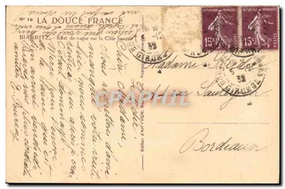 Biarritz — Efeito de onda na Costa Basca — Edição de Arte YVON, N° 16 — Verso