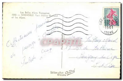 Grenoble — Pont Marius Gonford e as Alpes — Edição de Arte André — Verso