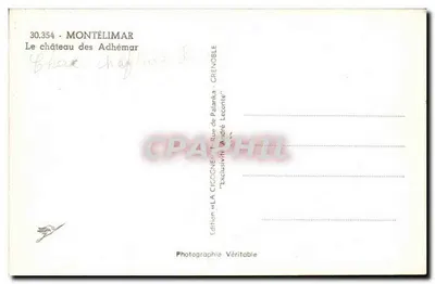 Montélimar — El castillo de los Adhémar — Edición La Cigogne — Reverso