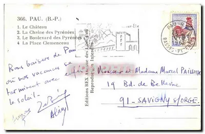 Pau — Castello, Catena dei Pirenei, Boulevard des Pirenei, Piazza Clemenceau — Edizioni REX — Verso
