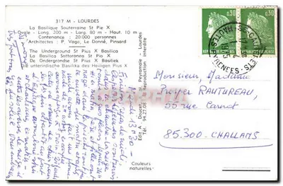 A Basílica Subterrânea São Pio X — Lourdes — Editor A. Doucet — Verso