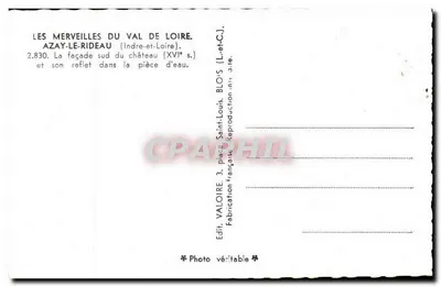 Azay-le-Rideau — Południowa fasada i jej odbicie w wodzie — Valoire — Rewers