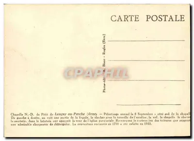 Capela N.-D. de Pitié de Longny-au-Perche (Orne) — Pelerinagem anual em 8 de Setembro — editor A. Blanc - Rugles — Verso