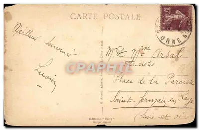 Bilhete postal antigo — Arredores de Alençon — o castelo da Ilha perto de Saint Germain — Verso