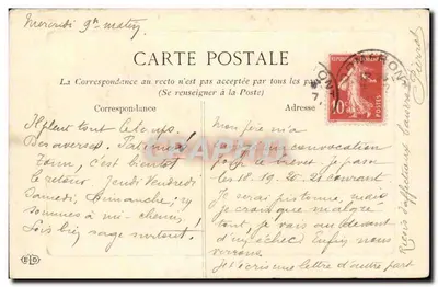 Domfront — Zamek — widok zamek i wieża — wydawca E.D. — Rewers