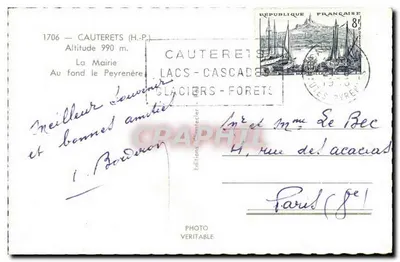 Cauterets (Hautes-Pyrénées) — Mairie w tle Peyrenère — Wydawnictwo Chamiedier — Rewers