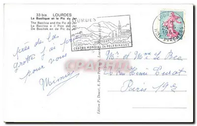 Lourdes — Bazylika i Pic du Jer — Édition P. Doucel, n° 33 bis — Rewers