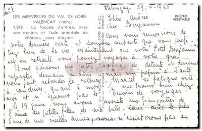 Zamek Valencay — Widok z powietrza — Wydawnictwo Valloire — Rewers