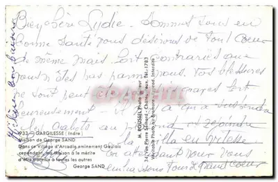 Casa de George SAND — Gargilesse (Indre) — M. ROUSSEL Photo-Séniard, Châteauroux — Verso