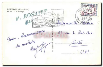 Estátua da Virgem Imaculada Conceituada — Lourdes — editor P. ROSAIRE — Verso