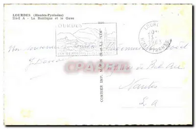 Lourdes — A Basílica e o Gave — Combier Imp. Maçon — Verso