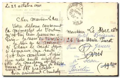 Het Casino van Monte-Carlo — Uitzicht vanaf de Terrassen — Uitgever IRIS — Achterkant