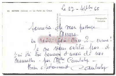 Nevers (Nièvre) — La Porte du Croux — Uitgever: G. Que de Bronzat — Achterkant