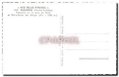 Gavarnie — Pasarela sobre el gave de Holle y Notre-Dame des Neiges — E.C. Paris — Reverso