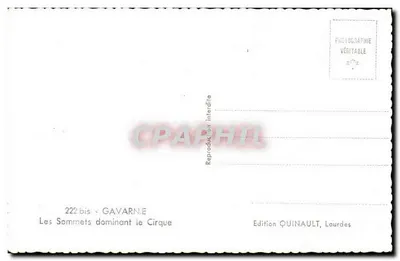 Os Cumes Dominando o Circo — Gavarnie — Edição Quinault, Lourdes — Verso