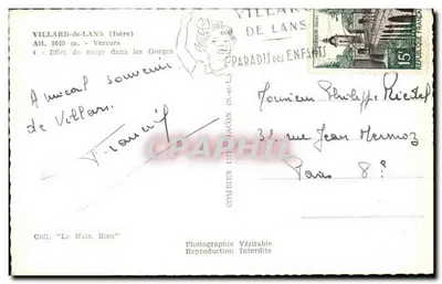 Villard-de-Lans (Isère) — Efekt śniegu w przepaściach — Combier — Rewers