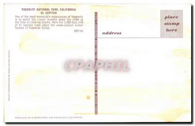 El Capitan — Park Narodowy Yosemite, Kalifornia — Mirro-Krome Card by H.S. Crouse Co., Inc. — Rewers