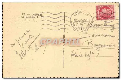 Lourdes — The Basilica P. D. — Edition P. Doucet — Back