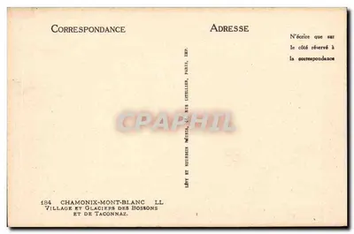 Chamonix-Mont-Blanc — Wioska i lodowce Bossons i Taconnaz — Imp. Neurbin, Paryż — Rewers