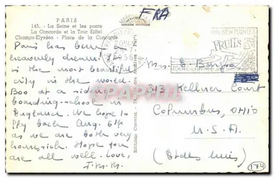 Paris — La Seine et les ponts, Champs-Élysées, Place de la Concorde, Tour Eiffel — Éditions des Archives — Verso