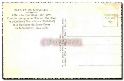 Paris et ses merveilles — 4.074 — Éditeur André Léonté, Paris — Verso