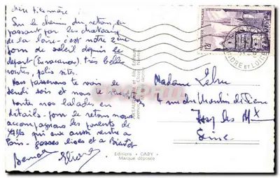 Chinon — Estátuas de Joana d'Arc e Rabelais, Castelo e Ponte — Edições Caby — Verso