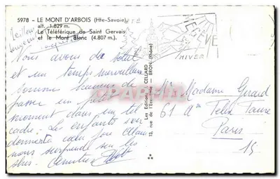 El Mont d'Arbois — El Teleférico de Saint Gervais y el Mont Blanc — Ediciones J. Cellard — Reverso