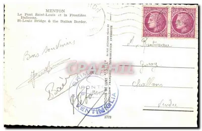 Menton — Most św. Ludwika i granica włoska — Estel — Rewers