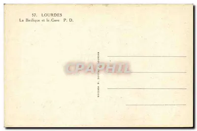 Lourdes — Bazylika i rzeka Gave — Wydawnictwo P. Doucet Lourdes, nr 57 — Rewers