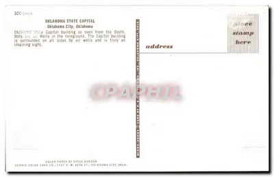 Capitólio do Oklahoma — Oklahoma City — editor HIRBO-KROME CARD CO. — Verso