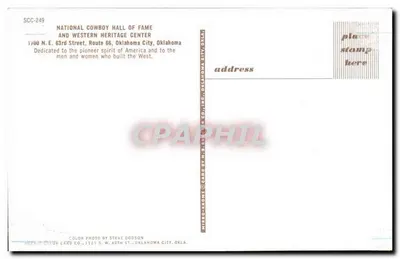Cowboy Hall of Fame — National Cowboy Hall of Fame and Western Heritage Center — Mirro-Krome Color Card Co. — Verso