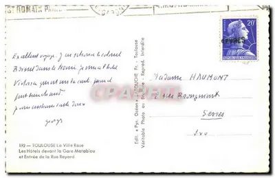 Os Hotéis diante da Estação Matabiau — Toulouse — Ed. « Pyr. Océan » — Verso