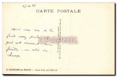 Saint Honore les Bains Stara pocztówka Lasy w Defend — Rewers