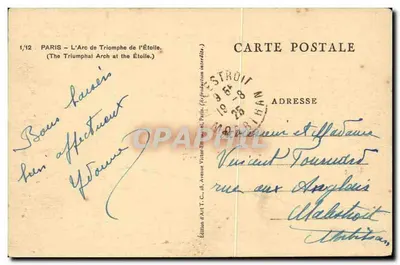 Paryż — Arc de Triomphe de l'Étoile — Wydawnictwo Sztuki T.C. — Rewers