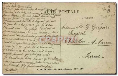 Royan — Widok z lotu ptaka z Grande Conche — F. Braun, fot. i wyd. Royan (Charente-Inférieure) nr 3585 bis — Rewers