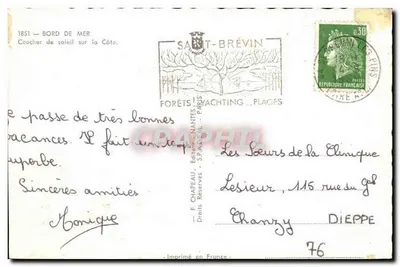 Atardecer en la costa — Saint-Brévin — Editor F. Chapeau, n°76 — Reverso