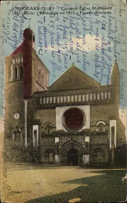 Thouars (Deux-Sèvres) — Curiosa Igreja de São Médard — Facha principal — Ed. C. Prioul