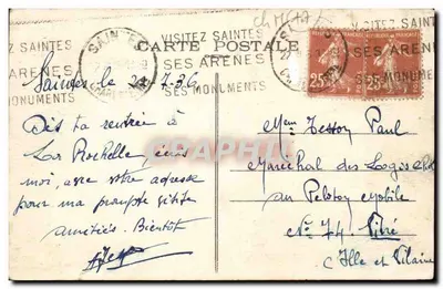 Saintes — Grobowiec św. Eutropiusza, odkryty w 1843 — wydawca nieznany, nr 91 — Rewers