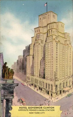 Hotel Governor Clinton — Oposto à estação Pennsylvania — editor Colourplate, n° K3397