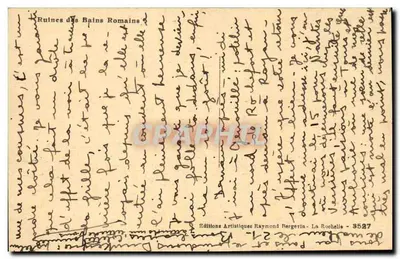 Ruinas de los Baños Romanos — Ruinas de los Baños Romanos — Ediciones Artísticas Raymond Bergevin - La Rochelle - 3527 — Reverso