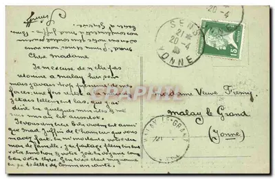 Plac Jean-Cousin — gminy Vaudeurs i Saint-Rémi — wydawca nieznany, numer seryjny nie widoczny — Rewers
