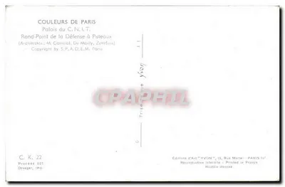 Palais du C.N.I.T. — Rond-Point de la Défense à Puteaux — Éditions d'Art YVON — Rewers