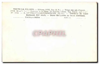 Túmulo de São Bertrand — Bertrand-de-Comminges — Busto Religioso Século XV — Verso