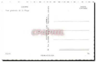 Dieppe — Ogólny widok plaży — wydawca Estel, nr 55210 — Rewers