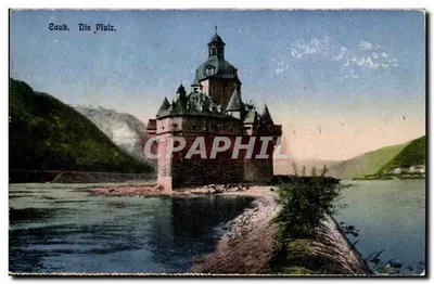 Caub, Die Pfalz — castelo sobre a água — J. Wollstein, Berlim, n° 43
