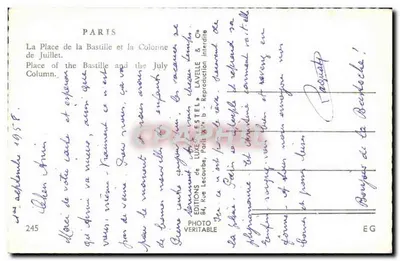 Place de la Bastille — Coluna de Julho — Editor Estel, n°245 — Verso