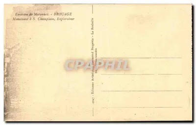 Monumento a Samuel de Champlain — Brouage — Éditions Artistiques Bergevin — Verso