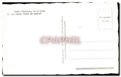 Vale Pintoresco da Sioule — O Velho Ponte de Menat — Éditions du LYS, Clemmont-Ferrand — Verso