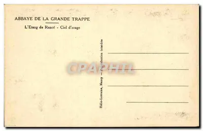 Abadía de la Grande Trappe — L'Étang de Rancé — Cielo tormentoso — Édito-Lorraine, Nancy — Reverso
