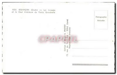 Besançon (Doubs) — As Arcadas e a Cour Interna do Palácio Grandvelle — Edição E. PROTET, Dole (Jura) — Verso